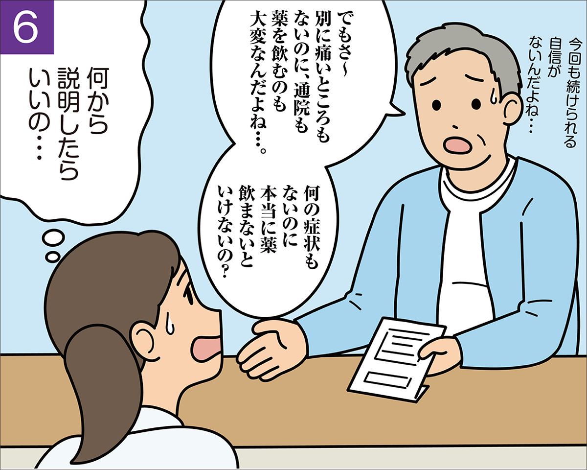 患者さんの発言に困惑する薬剤師