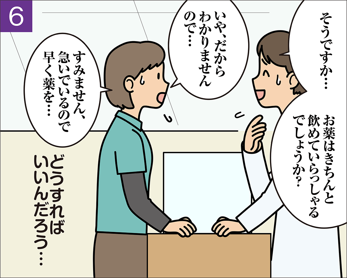 ヘルパーから情報が得られず困惑する薬剤師