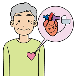 体内に植込み型電気心臓デバイスがある男性