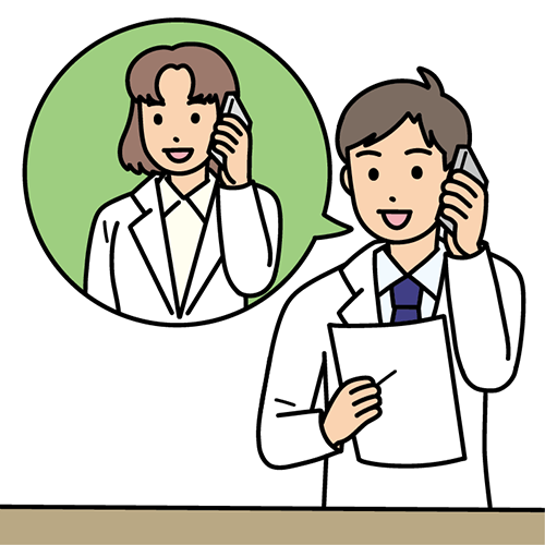 医師に電話する薬剤師