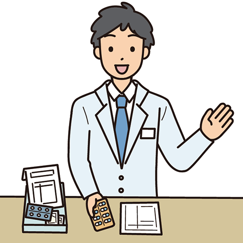 薬について説明する薬剤師